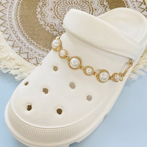 Retro Gold Pearl Chain Shoe Charms,Baroque Shoe Buckles Chain,Elegant Shoe Charms,DIY Shoe Accessories,Detachable Pearl Shoes Chain,Gifts