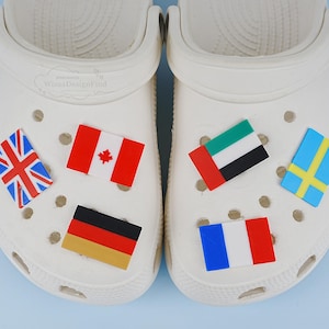 Breloque pour chaussures sur le thème des drapeaux des pays du monde, breloques pour chaussures drapeau personnalisées imprimées en 3D, boucle de chaussure drapeau Allemagne France EAU Canada