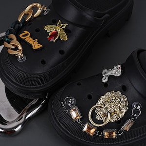 Personalized Punk Shoe Charms Set,Metal Lion Leopard Head Snake Shoe Charms,DIY Shoe Acceaaories,Gemstone Shoe Chain,3D Printed Shoe Charms