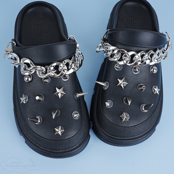 Star Shoe Charms Set,Rivet Spike Shoe Buckle,Unique Shoe Buckles without Shoe,Punk Shoe Decor,Shoe Charms Bling,DIY Shoes Accessories,Gift