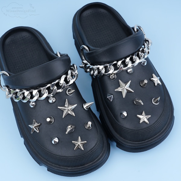 Star Shoe Charms Set,Rivet Spike Shoe Buckle,Unique Shoe Buckles without Shoe,Punk Shoe Decor,Shoe Charms Bling,DIY Shoes Accessories,Gift