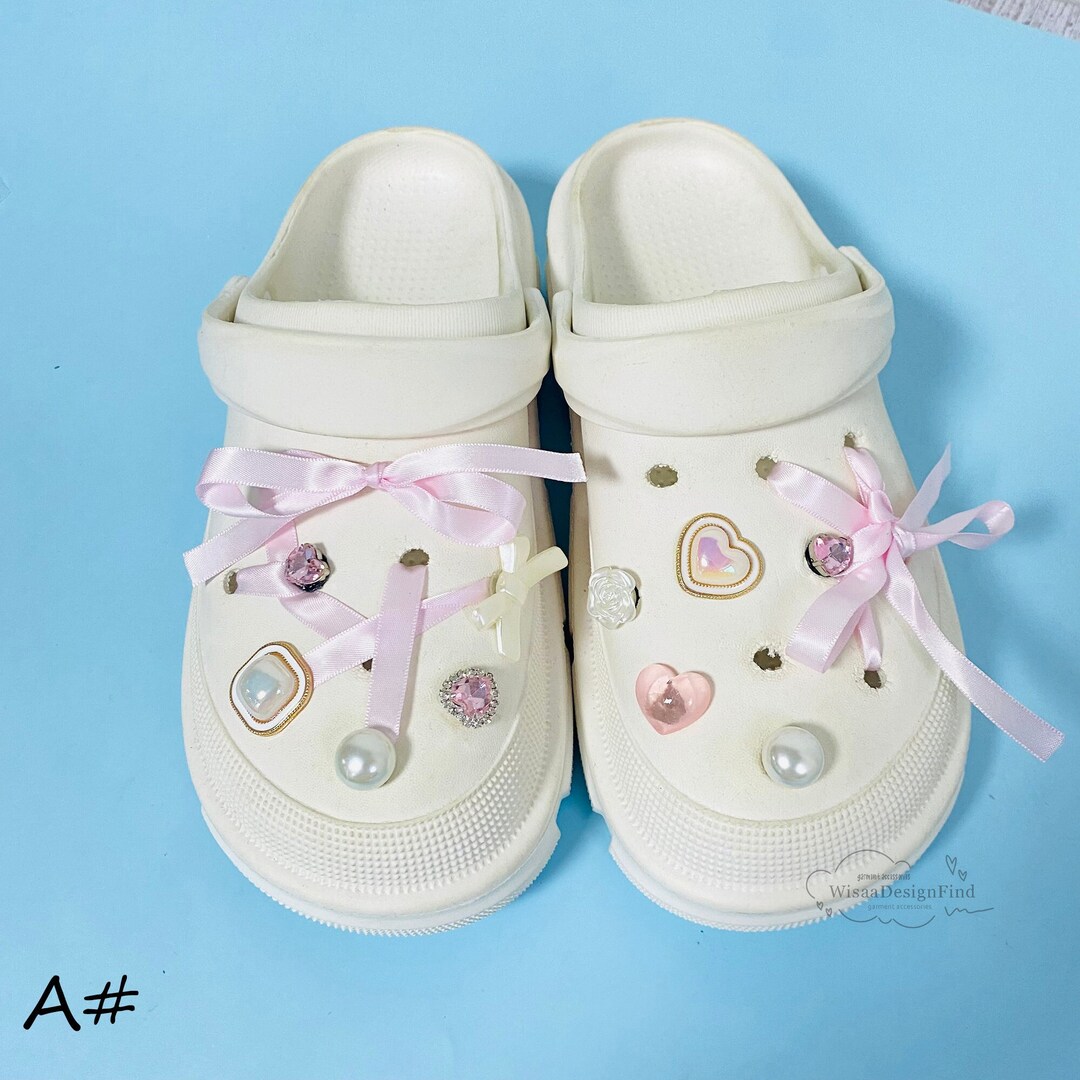 Girl Ballet Style Ribbon Shoe Charms Set,pearl Heart Shoe Buckle,sweet