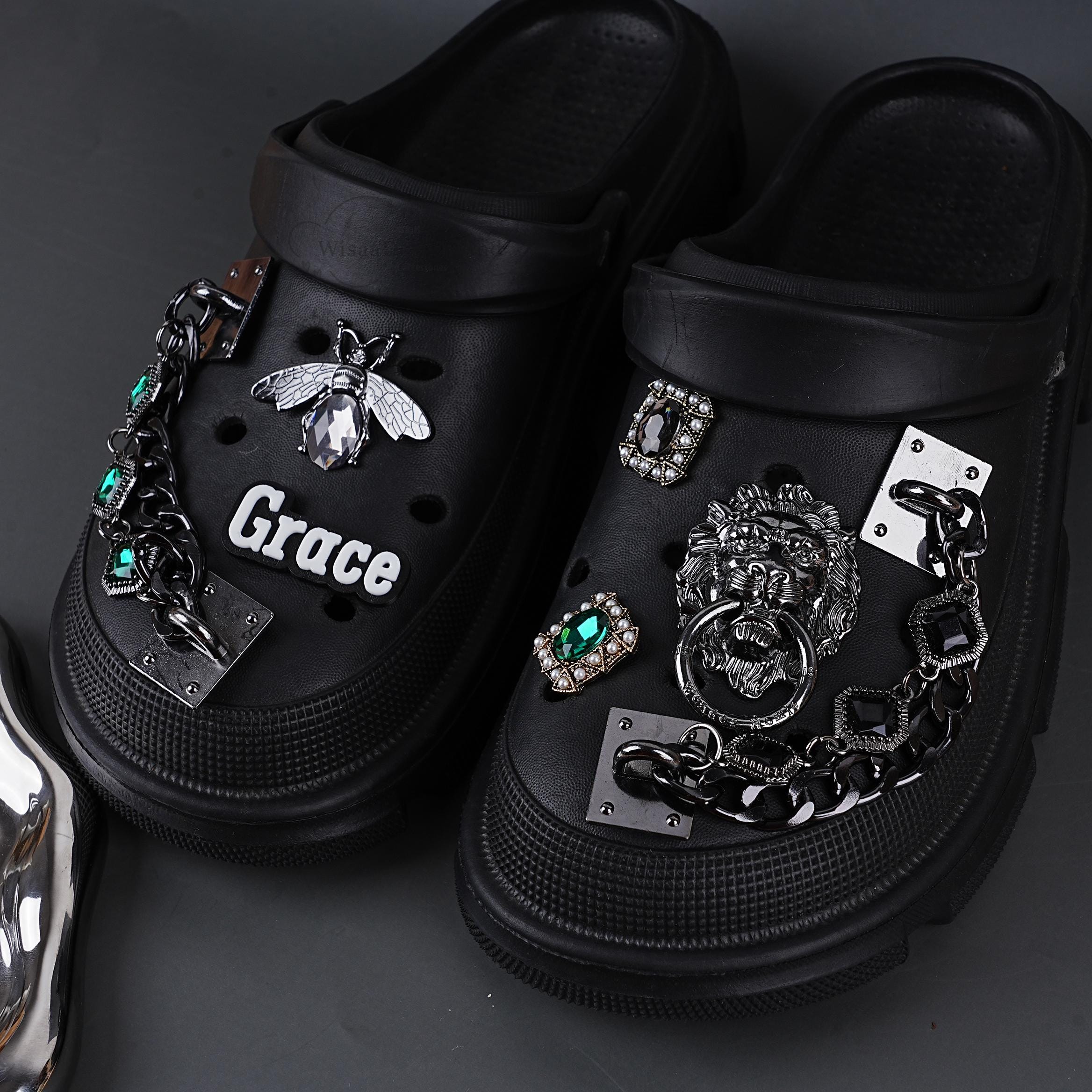 Custom Black Gothic Clogs – Skull & Angel Patch Design(All Sizes Available) Gothic Black Clogs - Etsy main image 4