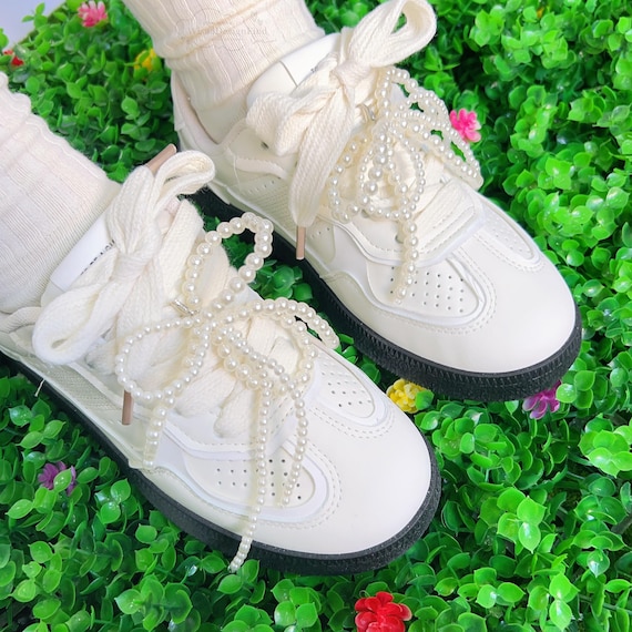 Pearl Tassel Shoelace Charm,bead Bowknot Shoe Charm for