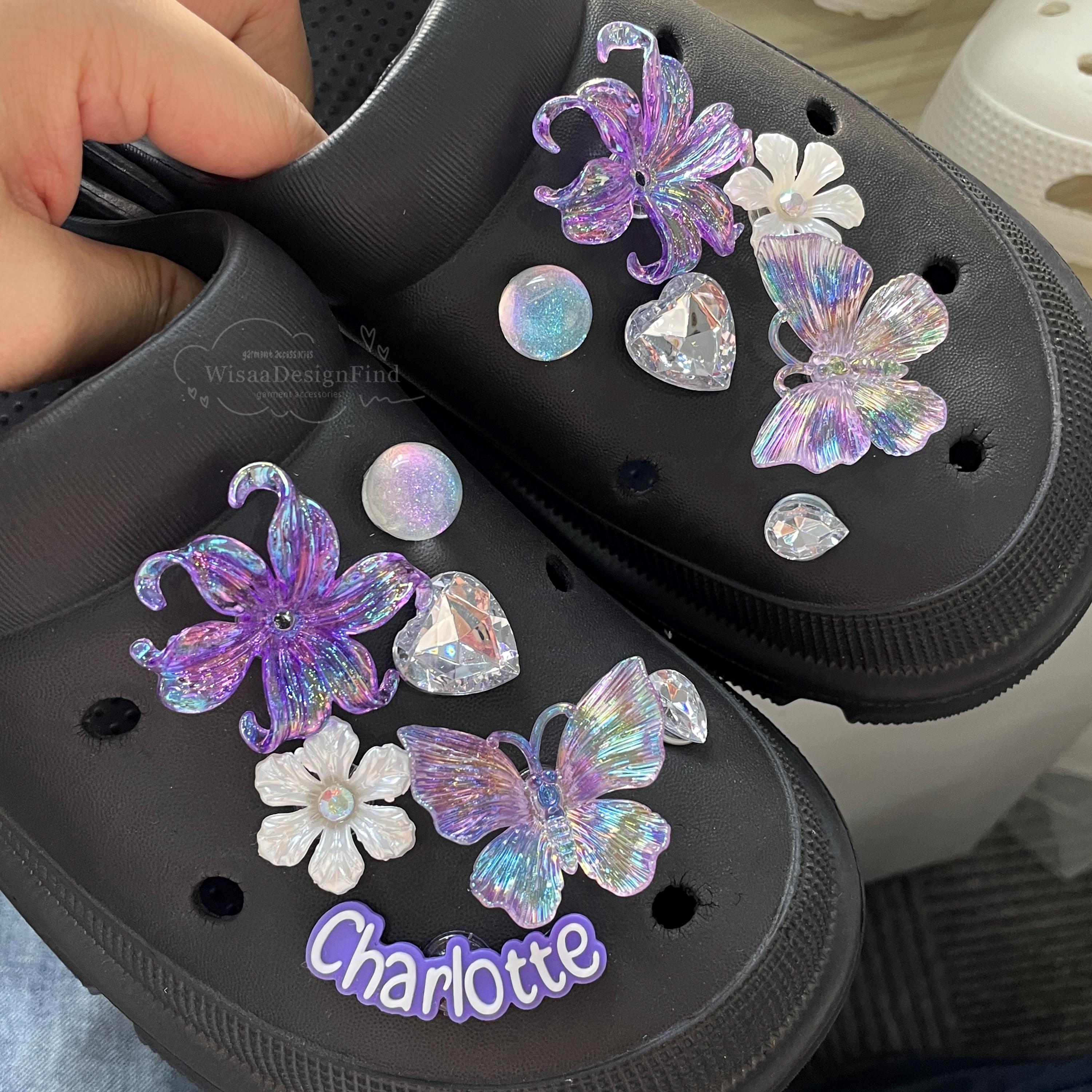 Purple Crocs With Accessories Buy Shoe Charms For Crocs DIY Garden