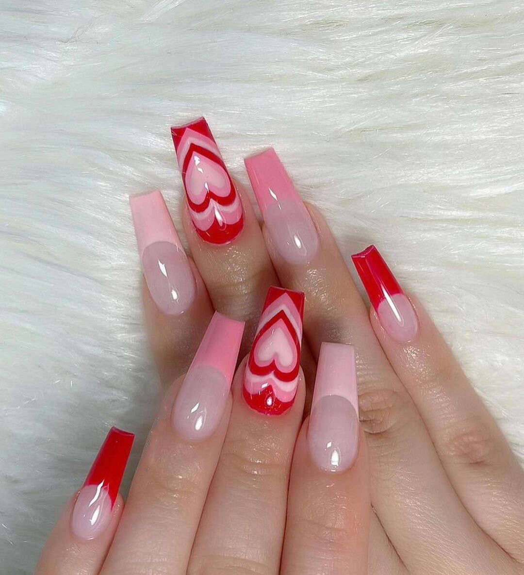 9th Press on Nailssquare Red&white Heart color Change - Etsy 9th Press on Nailssquare Red&white Heart color Change - Etsy