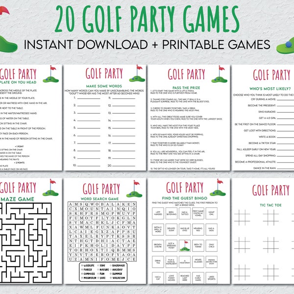 Golf Party Games, Golf Games, Golf Watch Party, Golf Themed Party, Golf Party Printable, Golfing Games, Golf Party Ideas, Printable