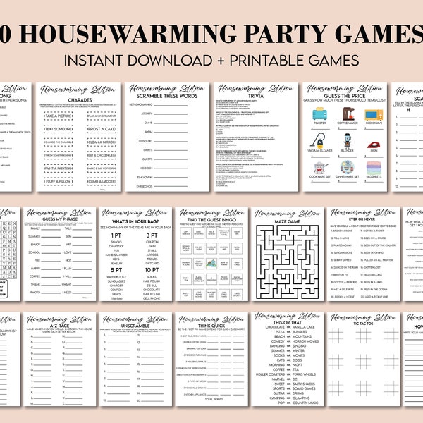 Housewarming Party Games, Housewarming Games Bundle, New Home Games, New House Games, Housewarming Party Ideas, Housewarming Games Printable