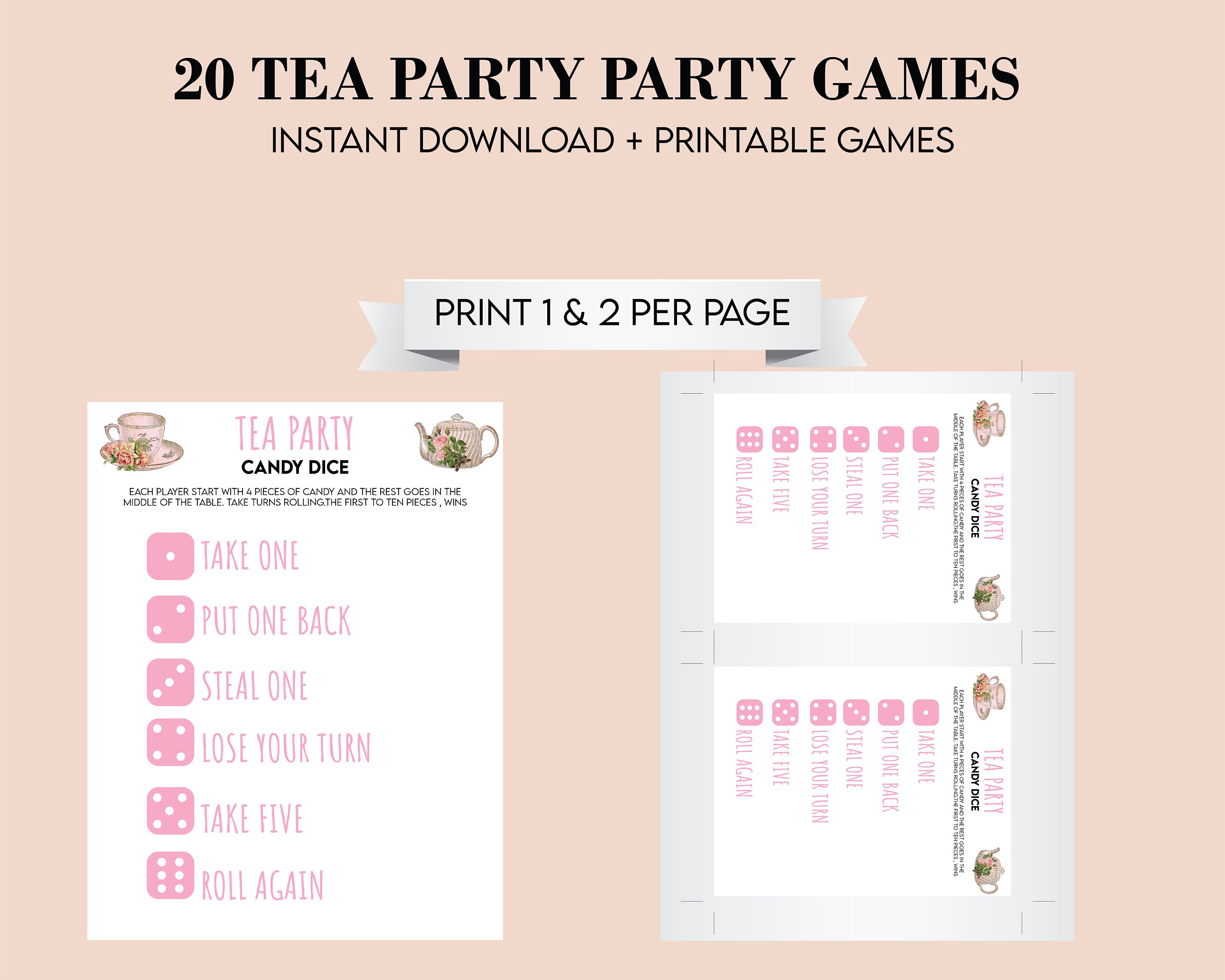 Tea Party Games Printable Bundle, Tea Party Activities, Ladies Tea ...
