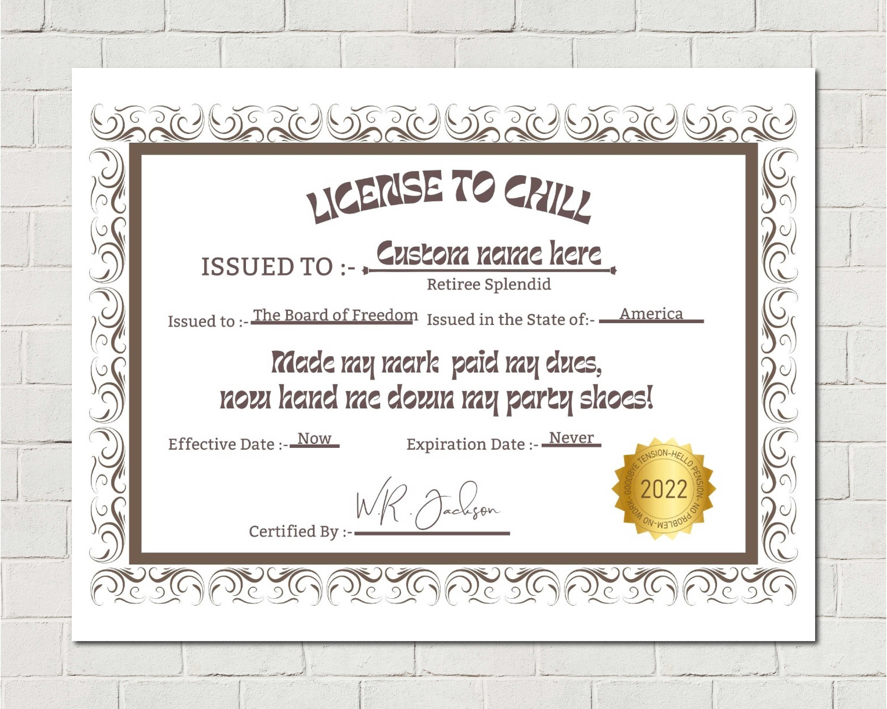 License To Chill - Personalized Poster - Funny, Retirement Gift For Co –  Macorner