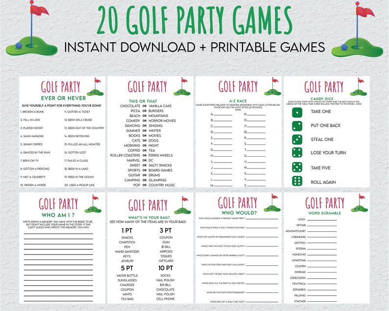 Golf Party Games, Golf Games, Golf Watch Party, Golf Themed Party, Golf