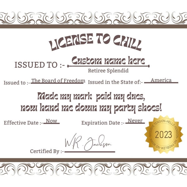 Funny Retirement Certificate - Etsy