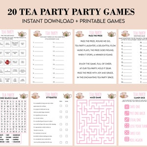Tea Party Games Printable Bundle, Tea Party Activities, Ladies Tea ...