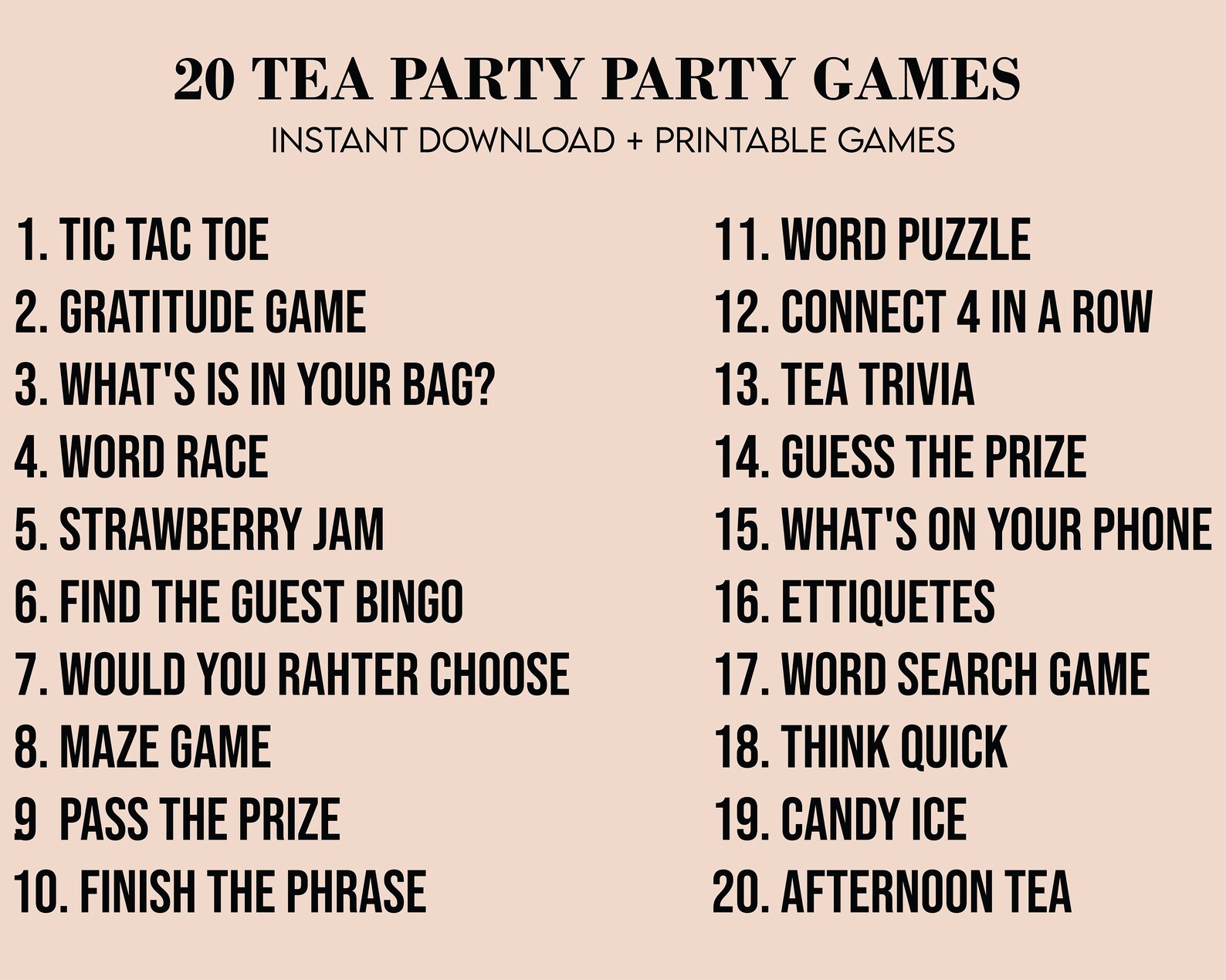 Tea Party Games Printable Bundle, Tea Party Activities, Ladies Tea ...