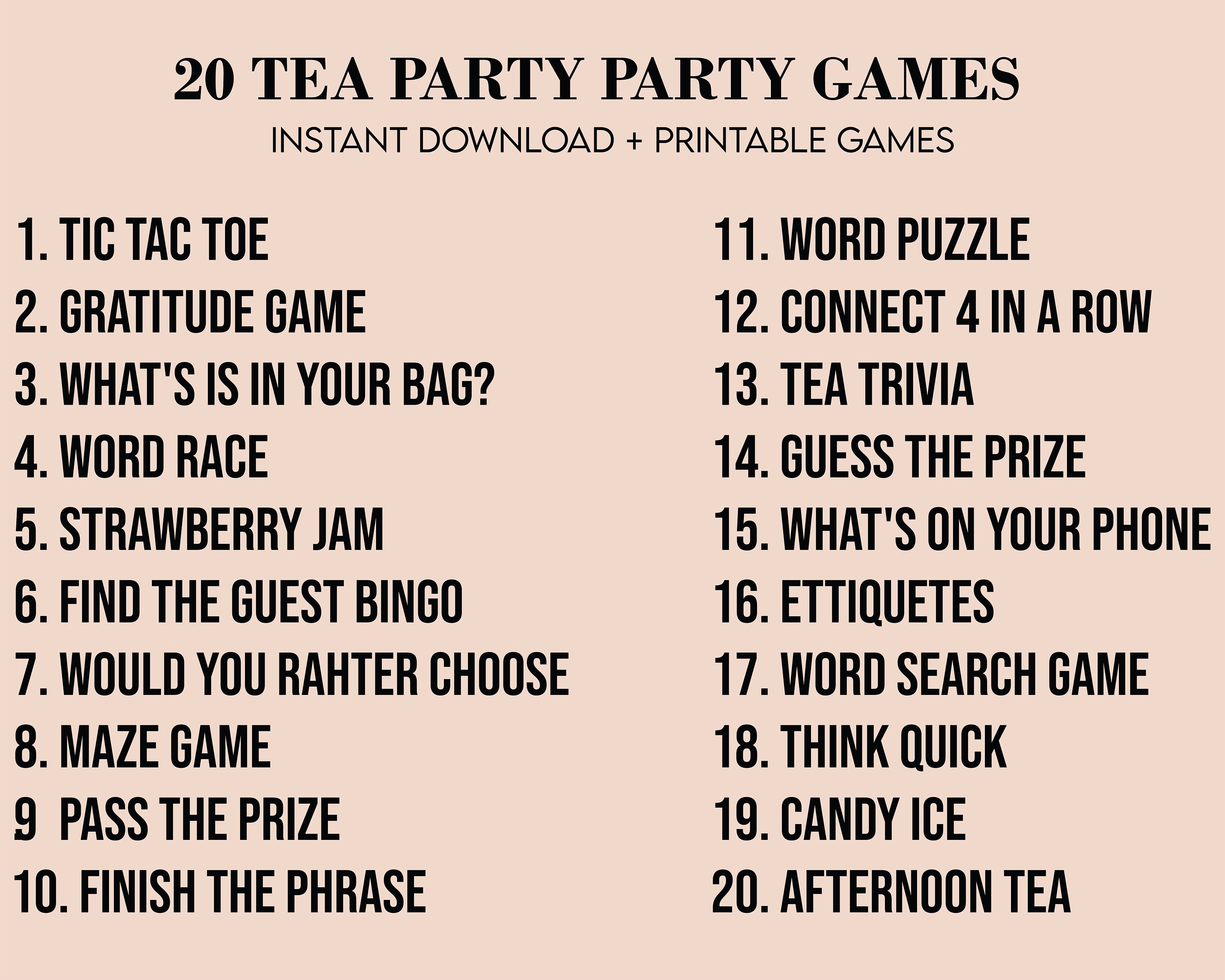 Tea Party Games Printable Bundle, Tea Party Activities, Ladies Tea ...