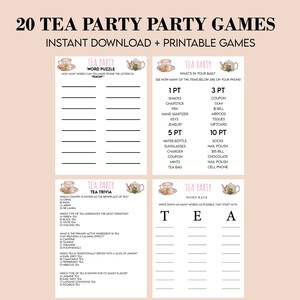 Tea Party Games Printable Bundle, Tea Party Activities, Ladies Tea ...