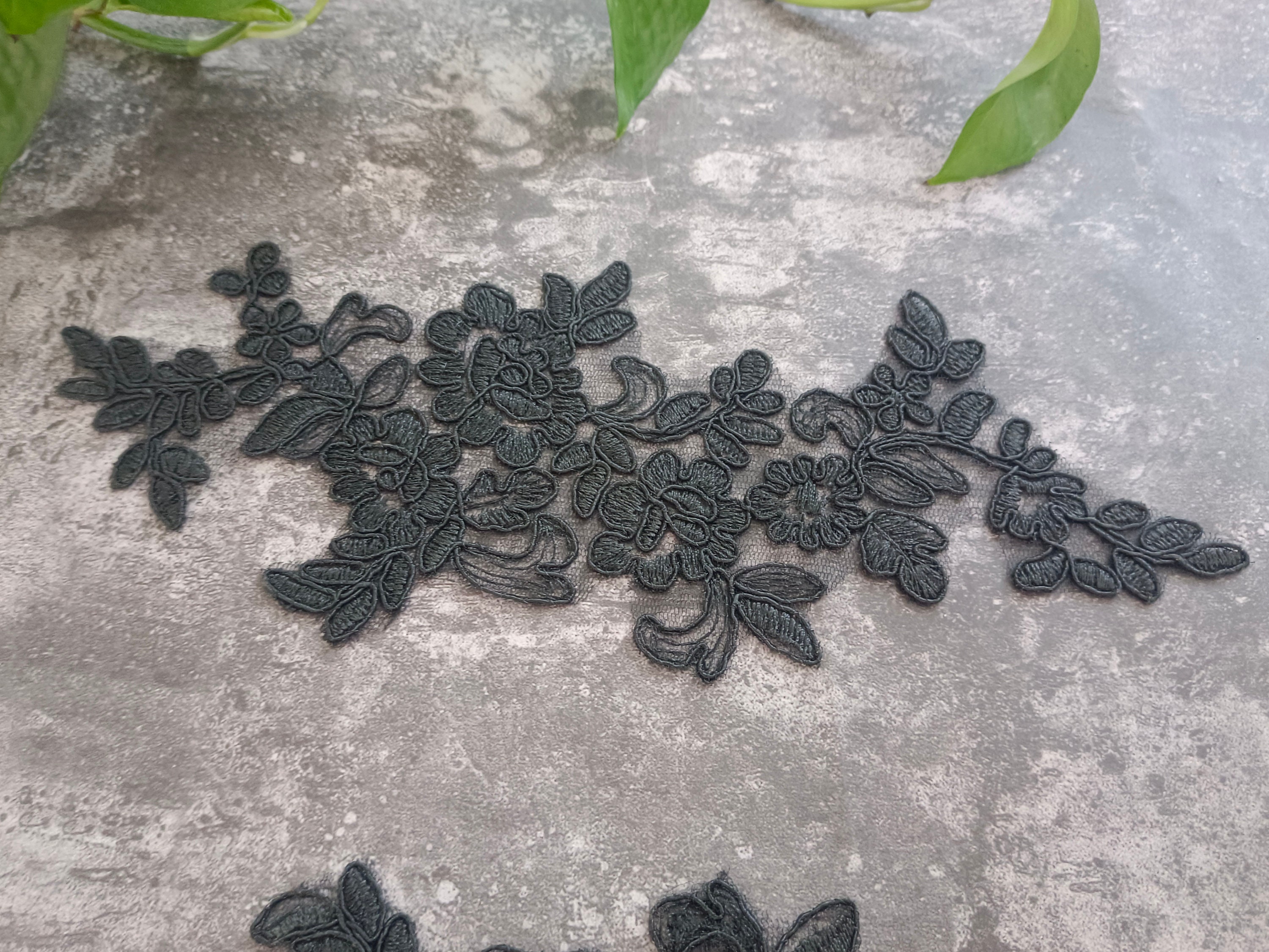 Wedding Black Lace Applique Fabric Cathedral White/ivory 1 Etsy