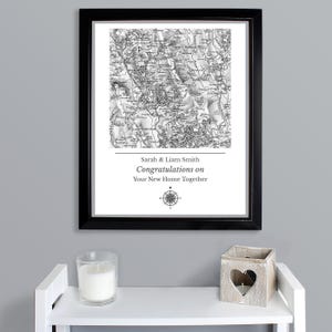 Postcode Map Print, Custom UK Map Art in Black Frame