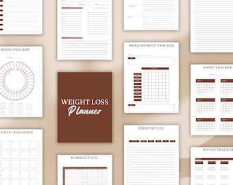 Weight Loss Journal, Weightloss Tracker, Fitness Planner PRINTABLE , Workout Loss Chart, Body Measurements, Meal Planner, Fitness Planner