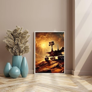Mars Rover Printable Wall Art, Mars Pictures, Mars Rover landing, Rover Wall Decorations, Rover Wall Art, Space Poster, Futuristic Print