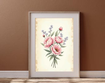Botanical floral print, Vintage floral wall art, Nature inspired wall decoration, Aesthetic botanical print, minimalist wall art DIGITAL DOW