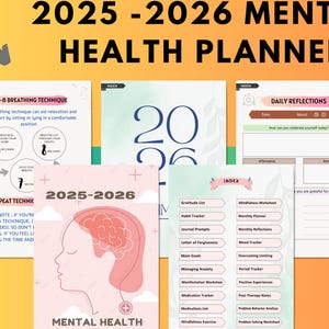 2025-2026 Digital Mental Health Planner, Anxiety Journal, Mental Health Journal, Wellness Journal, 2025 Self Care Planner, Wellness Planner