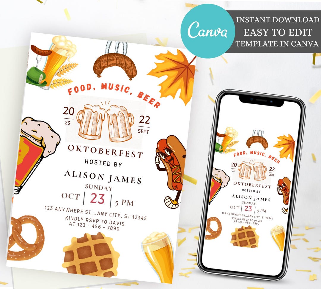 Editable Octoberfest Invitation Template, Printable Oktoberfest ...