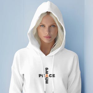 Inspirational Peace Sign Graphic Sweatshirt, Cute Positive Motivational Quotes Hoodie, Floral Peace Love Hope Kindness Sweatshirt, Unisex