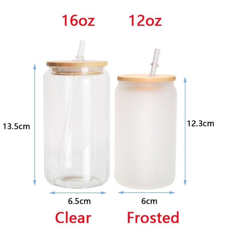 16oz Clear Glass Mason Jar with Wooden Sublimation Lid