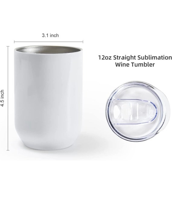 Wine Tumbler Cups White 12 OZ Stainless Steel Insulated Stemless Sublimation