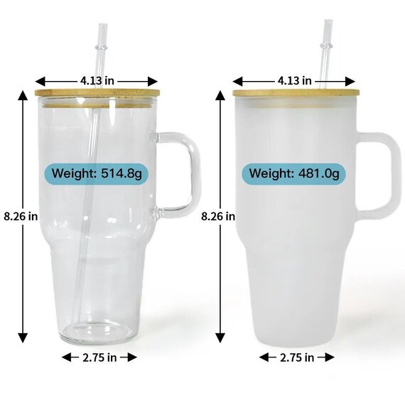 Dupe Clear or Frost Glass Tumbler with Handle - 32oz and 40oz