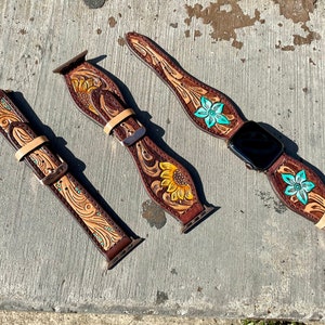 Tooled Leather Apple Watch Wristband
