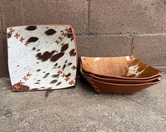 Whipstitch Cowhide Small Bowl