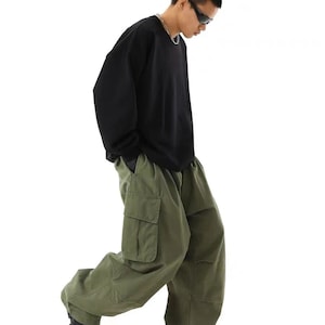 Mens Y2K Oversized Baggy Cargo Pants Wide Leg Loose Fitlow - Etsy