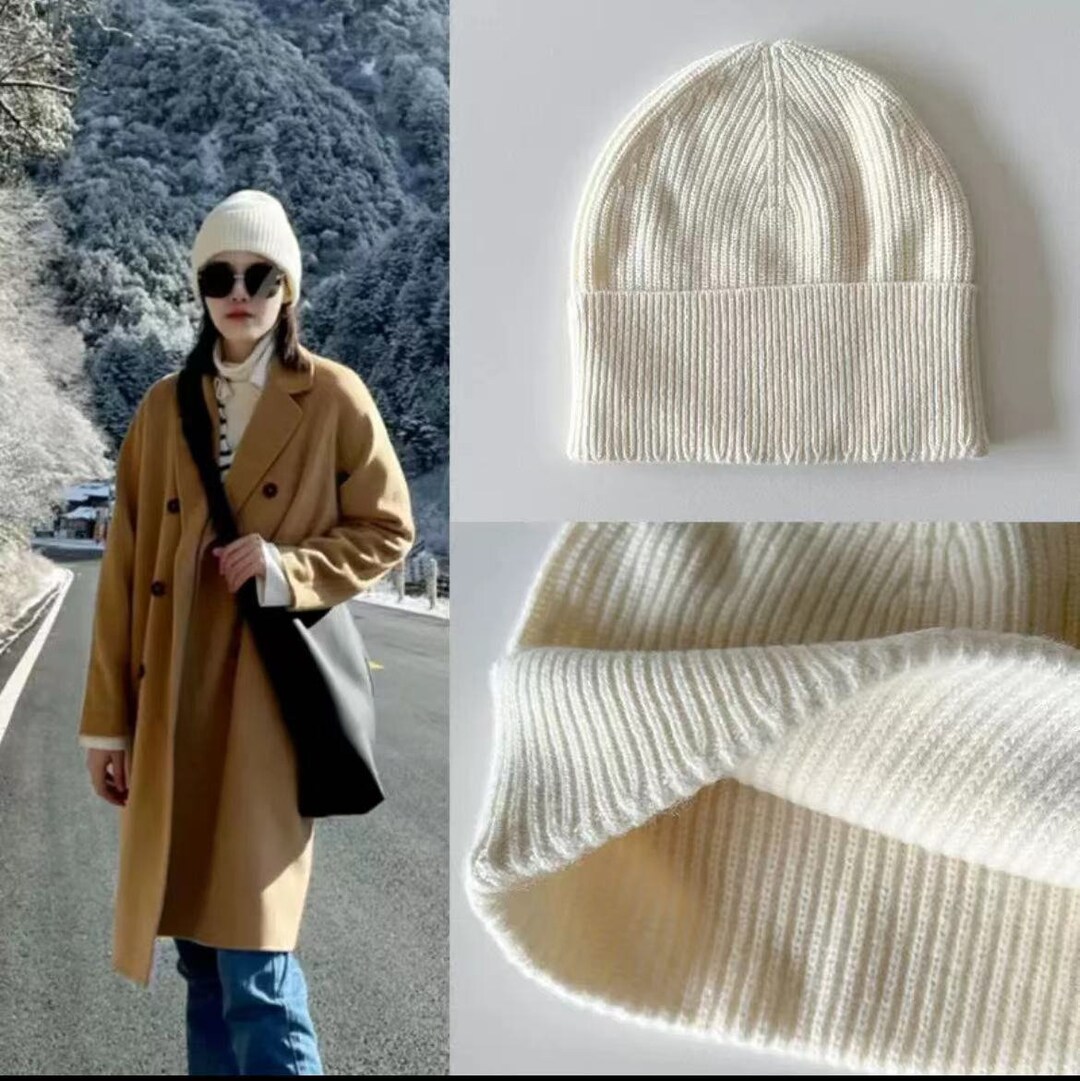 100 Cashmere Ribbed Beanie Women Slouchy Hat Fisherman Etsy Hong Kong