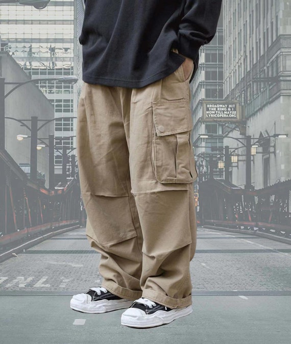 Men Baggy Pants Loose Cargo Trousers Hip Hop Pocket Dance Casual Big Size  Pants | eBay
