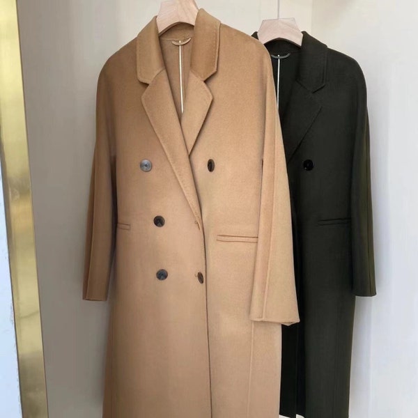 wool blend tie coat