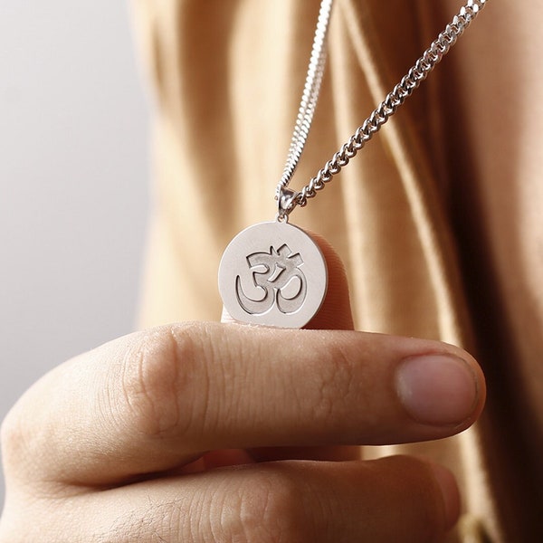 Silver Om Necklace - Yoga Necklace - Disc Om Necklace - Gold Filled Meditation Om Necklace - Spiritual Jewelry - Yoga Lover - Gifts For Him