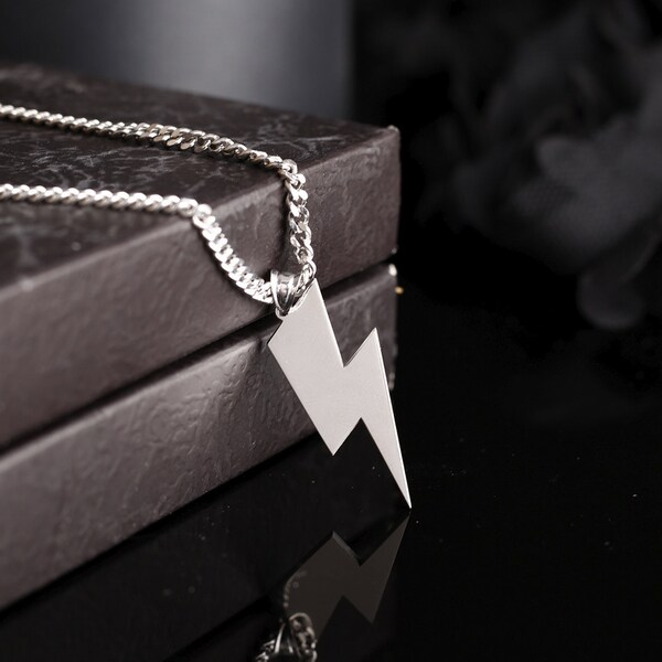 Silver Lightning Bolt Necklace - Flash Pendant for Him - Dainty Lightning Necklace - Gift for Flash Lover -  Birthday Gift - Gift for Him