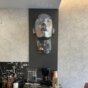 Modern Geometric Human Head Metal Wall Sculpture - 3D Animal Wall Art Decor, Human Head Wall Mount, Unique Metal Wall Hanging Decor Piece
