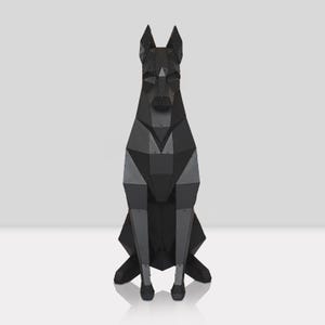 Modern Geometric Doberman Metal Standing Dog Sculpture - 3D Animal Garden Art Decor, Doberman Statue for Outdoor Indoor