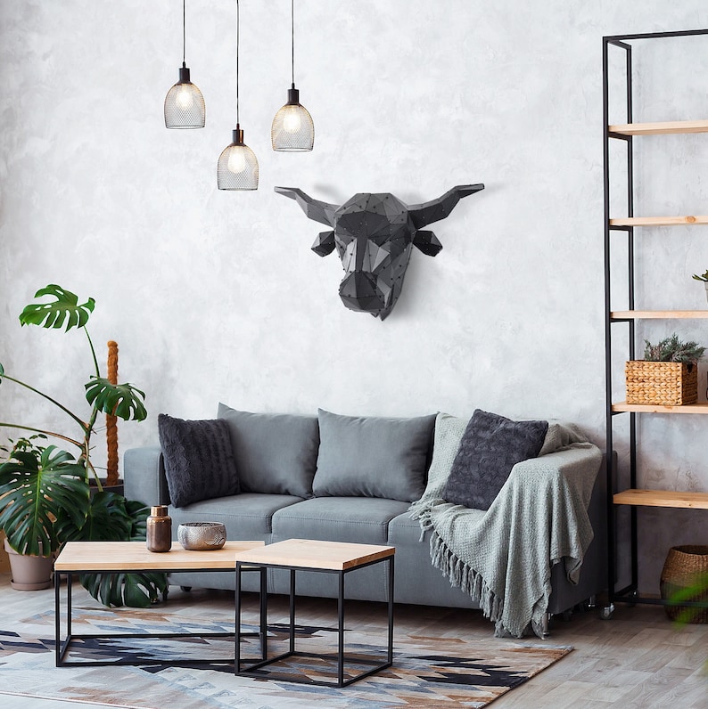 BULL Metal Animal Head Metal Sculpture Wall Decor Etsy