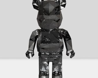 Moderne geometrische BEARBRICKS metalen staande BEARBRICKS sculptuur - 3D KAWS Garden Art Decor, standbeeld voor buiten binnen