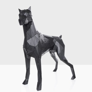 Modern Geometric Doberman Metal Standing Dog Sculpture - 3D Animal Garden Art Decor, Doberman Statue for Outdoor Indoor