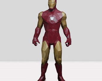 Modern Iron Man Statue Metal Sculpture - 3D Iron Man Art Decor, Iron Man Standing Sculpture, Unique Metal Standing Decor Piece