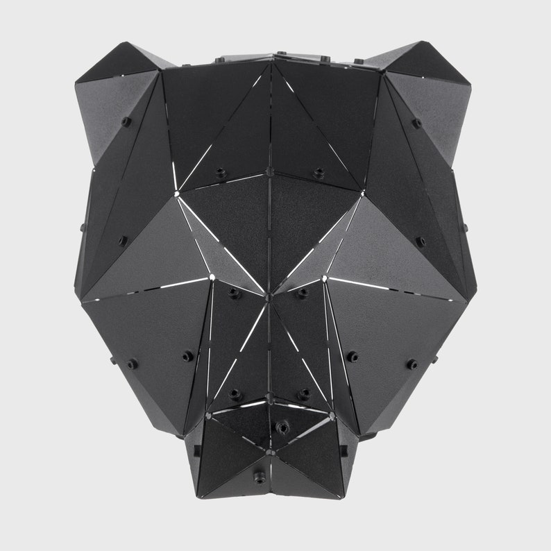 Modern Geometric Bear Head Metal Wall Sculpture 3D Animal Wall Art Decor, Bear Head Wall Mount