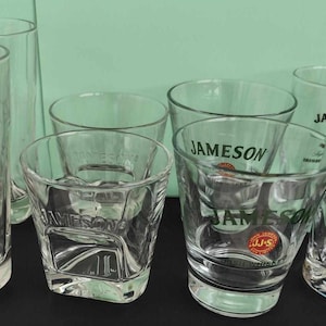 Vintage Jameson whiskey collectible glasses. Set of 2 Jameson rock glasses. Irish whiskey Jameson collectible glasses. Whiskey lovers.