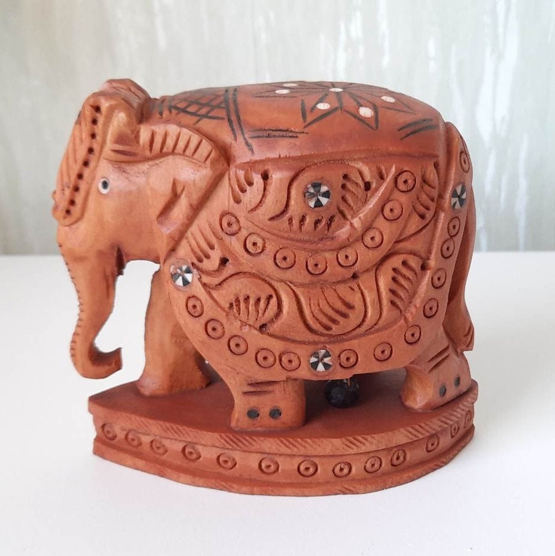 Indian Hand Carved Wooden Elephant. Table Top Décor. Home & Etsy