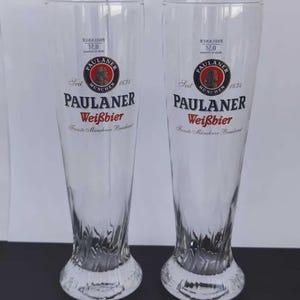 Vintage German beer glasses & mugs: Paulaner Munich, Beck's, Berliner, Konig Pilsner, Binding, Radler Henninger, Holsten Pilsener