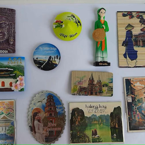 Vietnamese, Cambodian and South Korean refrigerator magnets. Souvenirs from South Korea, Vietnam and Sri Lanka. Collectible magnet from Asia